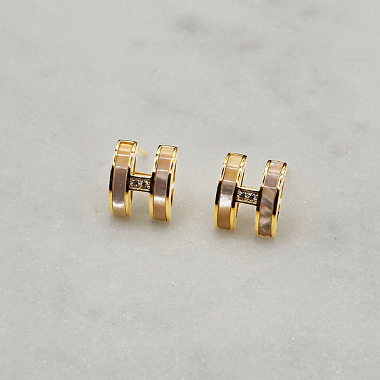 Aro Baño de Oro Lineas Nacar Rosado