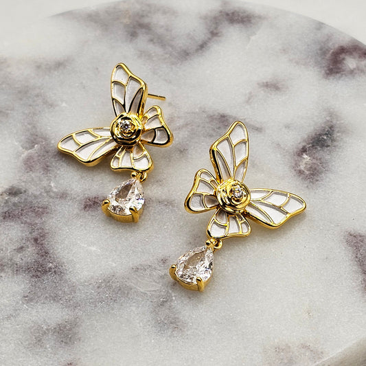 Aro Baño de Oro Cristal Austriaco Mariposa Alas