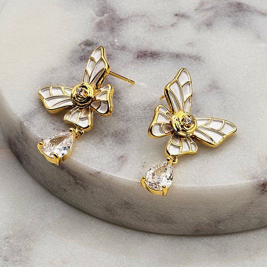 Aro Baño de Oro Cristal Austriaco Mariposa Alas