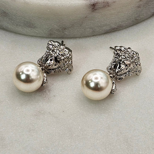 Aro Baño Plata Rodinada Perla Colgante