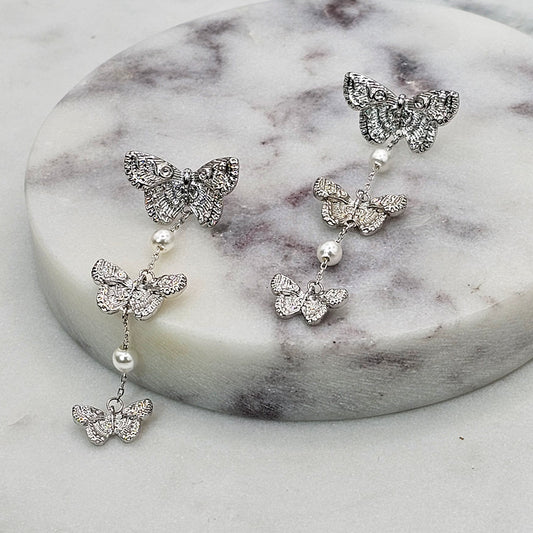 Aro Baño Plata Rodinada Mariposas Colgantes