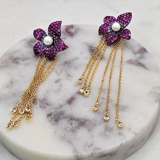 Aro Baño de Oro Cristal Austriaco Flor Ilusion