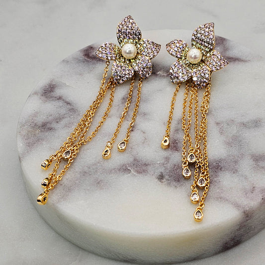 Aro Baño de Oro Cristal Austriaco Flor Ilusion