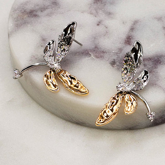 Aro Baño de Oro Cristal Austriaco Libelula