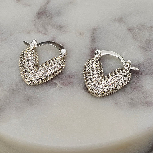 Aro Baño Plata Rodinada Cristal Austriaco Argolla Corazon