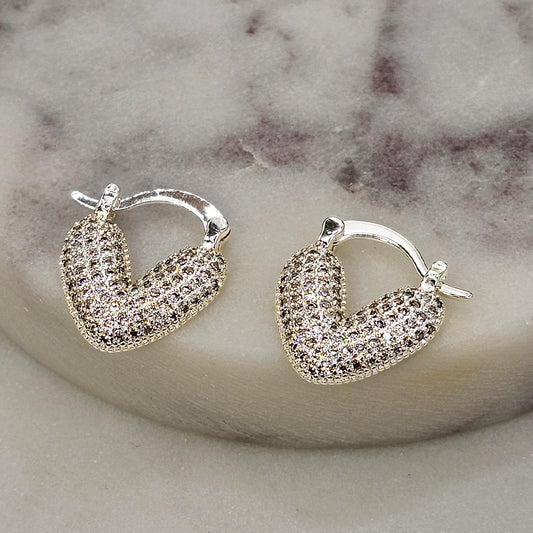 Aro Baño Plata Rodinada Cristal Austriaco Argolla Corazon