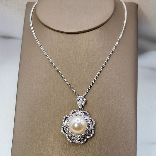 Collar Baño de Plata Rodinada Cristal Austriaco Talisman