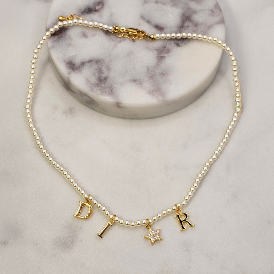 Collar Baño de Oro Perlas Finas con dije