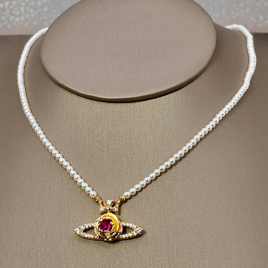 Collar Baño de Oro Perlas Cristal