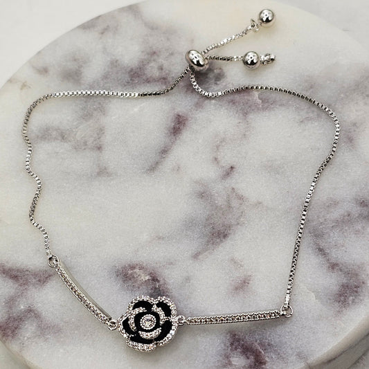 Pulsera Baño de Plata Rodinada Cristal Austriaco Rosa