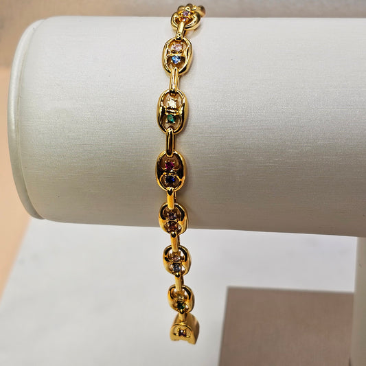 Pulsera Baño de Oro Cristal Austriaco Colores