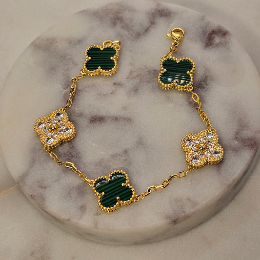 Pulsera Baño de Oro Cristal Austriaco Flor