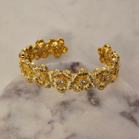 Pulsera Baño de Oro Cristal Austriaco esclava Flor