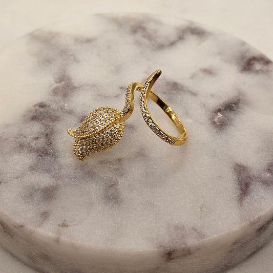 Anillo Baño de Oro Cristal Austriaco Flor