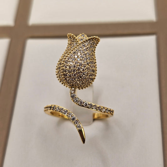 Anillo Baño de Oro Cristal Austriaco Flor