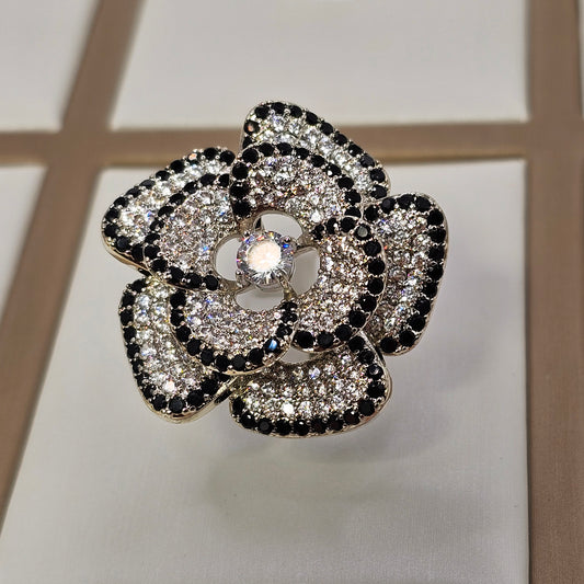 Anillo Baño de Plata Rodinada Cristal Austriaco Rosa