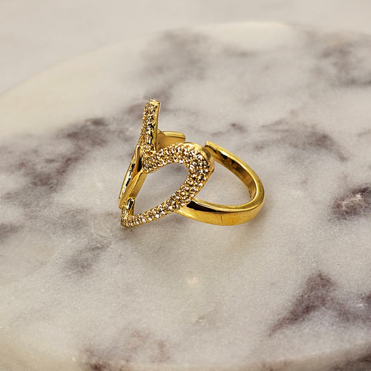 Anillo Baño de Oro Cristal Austriaco Corazones