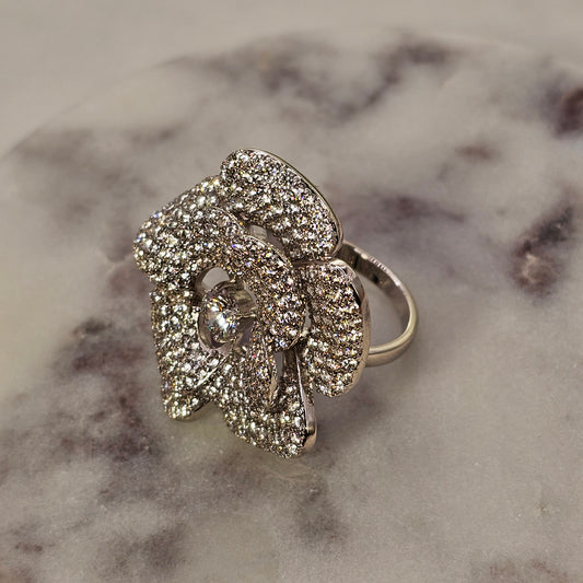 Anillo Baño de Oro Cristal Austriaco Rosa