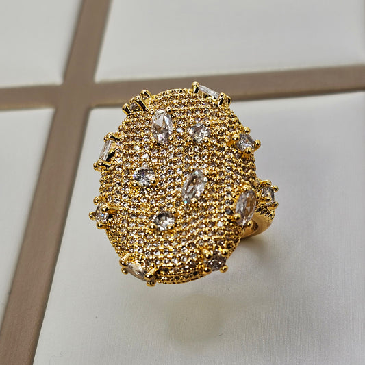 Anillo Baño de Oro Cristal Austriaco Circulo