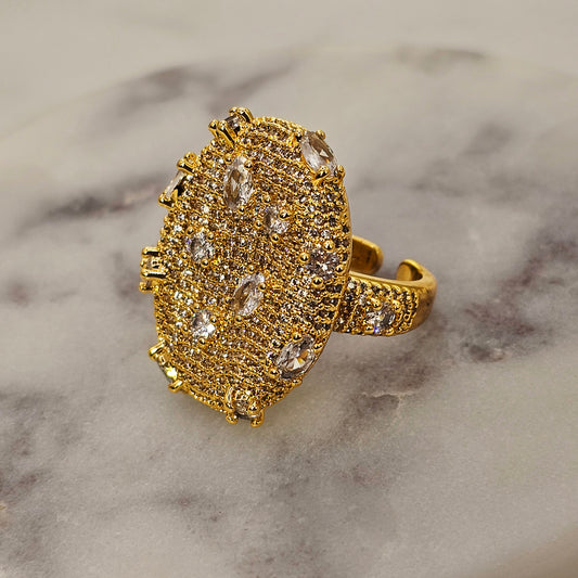 Anillo Baño de Oro Cristal Austriaco Circulo