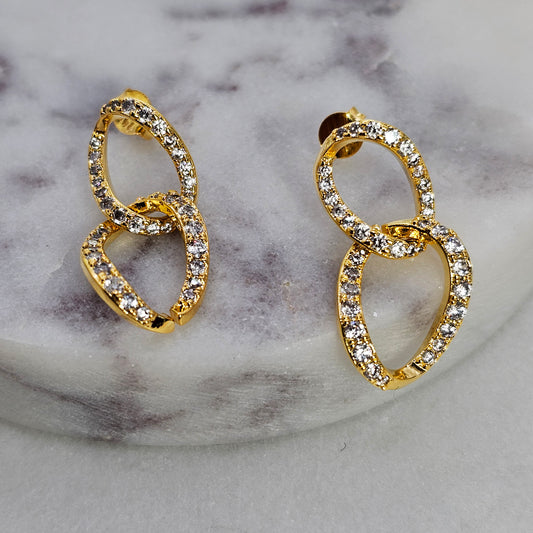 Aro Baño de Oro Cristal Austriaco Doble Argolla