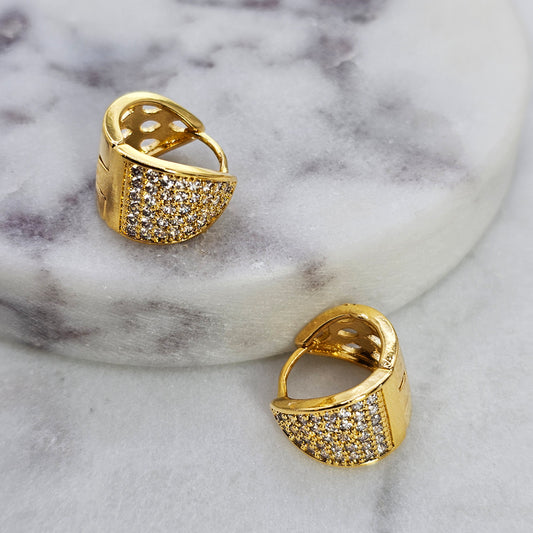 Aro Baño de Oro Cristal Austriaco Argolla Triangulo