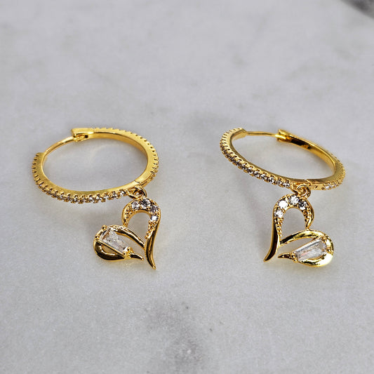 Aro Baño de Oro Cristal Austriaco Argolla Corazon