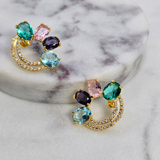 Aro Baño de Oro Cristal Austriaco Circulo Aurora