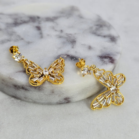 Aro Baño de Oro Cristal Austriaco Butterfly Crystal