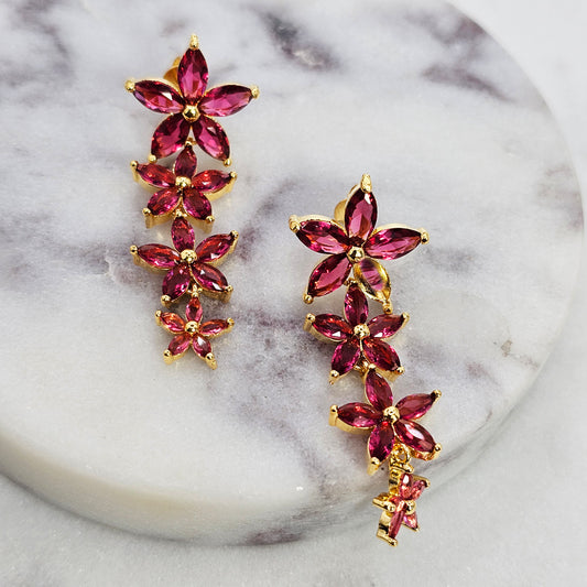 Aro Baño de Oro Cristal Austriaco Escala de Flores