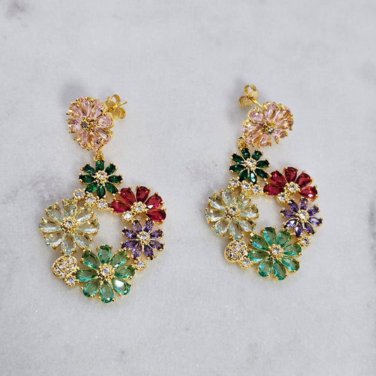 Aro Baño de Oro Cristal Austriaco Jardin Colorido