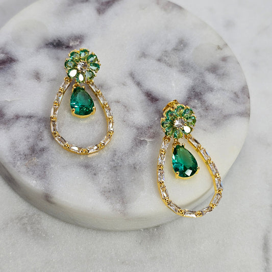 Aro Baño de Oro Cristal Austriaco Destello de Jade