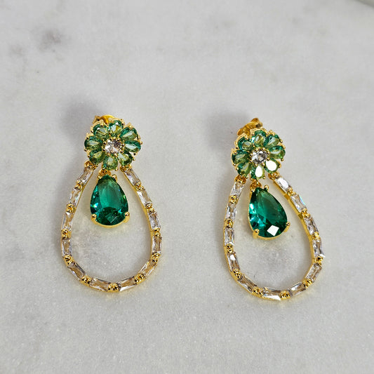 Aro Baño de Oro Cristal Austriaco Destello de Jade