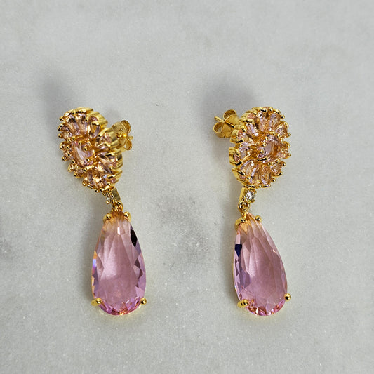 Aro Baño de Oro Cristal Austriaco Esplendo de Flor