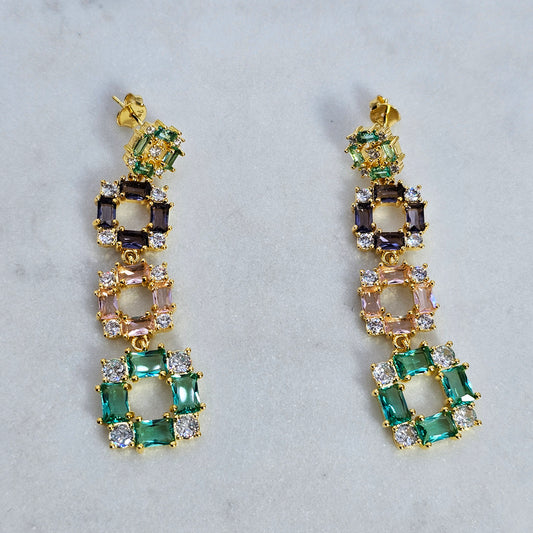 Aro Baño de Oro Cristal Austriaco Brillo Multicolor