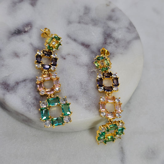 Aro Baño de Oro Cristal Austriaco Brillo Multicolor