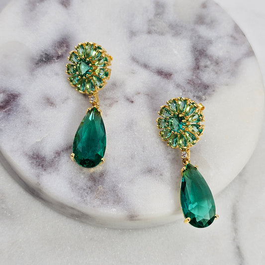 Aro Baño de Oro Cristal Austriaco Destello turquesa