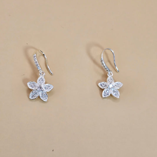 Aro Plata 925 Flor Colgante