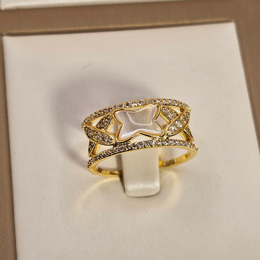 Anillo Baño de Oro Cristal Austriaco Estrellas