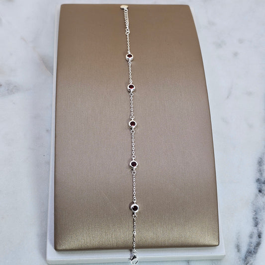 Pulsera Plata 925 Punto de Luz Rojo