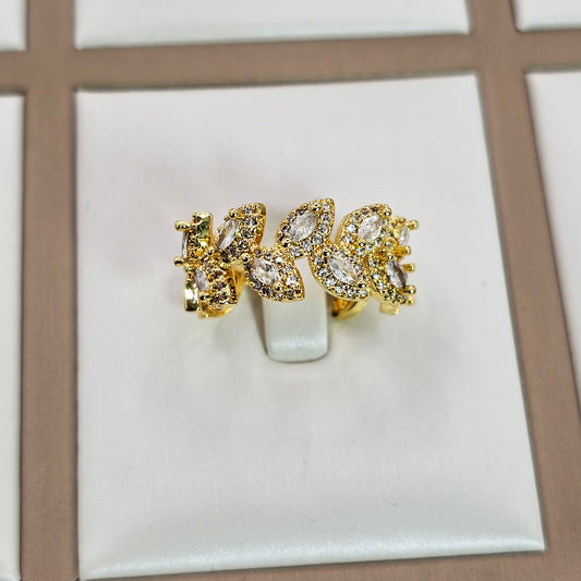 Anillo Baño de Oro Cristal Austriaco Pequeños Petalos