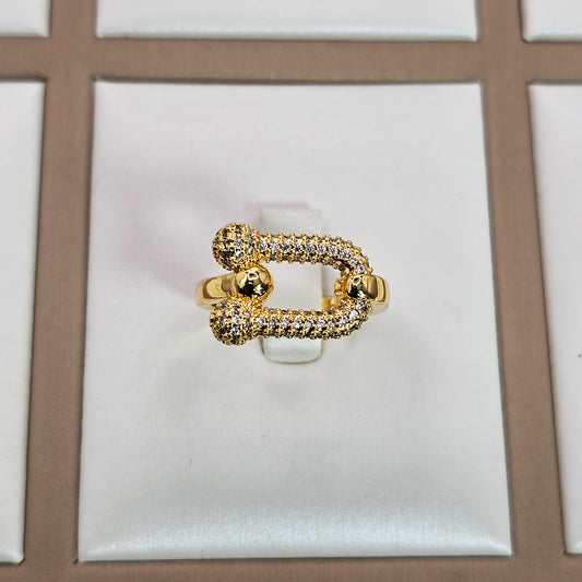 Anillo Baño de Oro Cristal Austriaco Contemporaneo