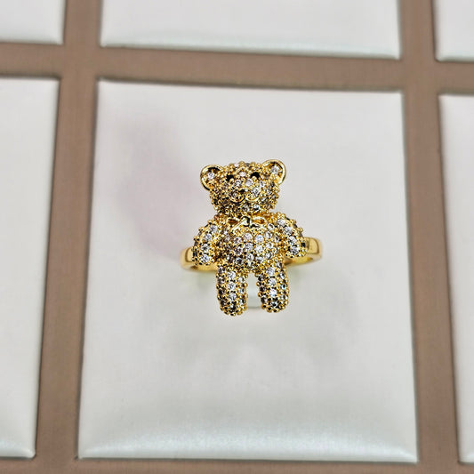 Anillo Baño de Oro Cristal Austriaco Osito