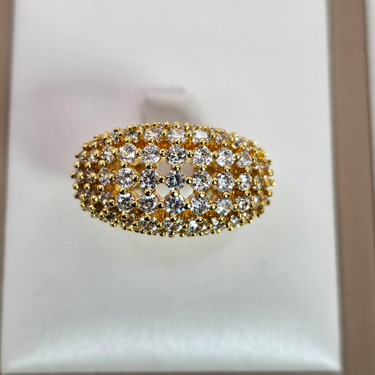 Anillo Baño de Oro Cristal Austriaco Ovalado