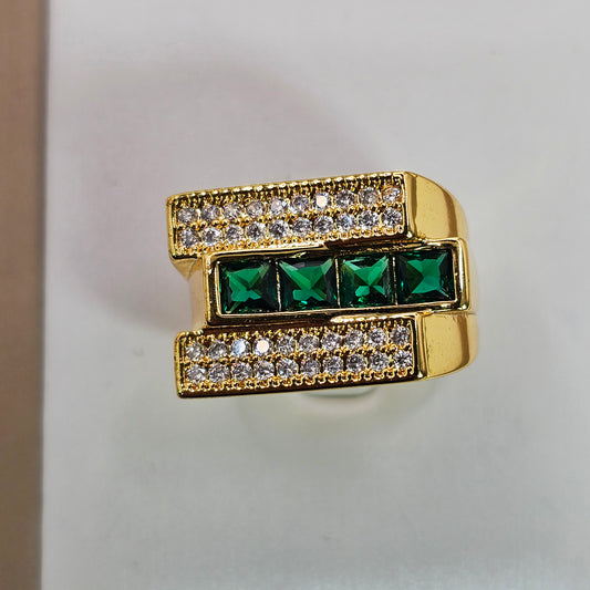 Anillo Baño de Oro Cristal Austriaco Desigual Cristales