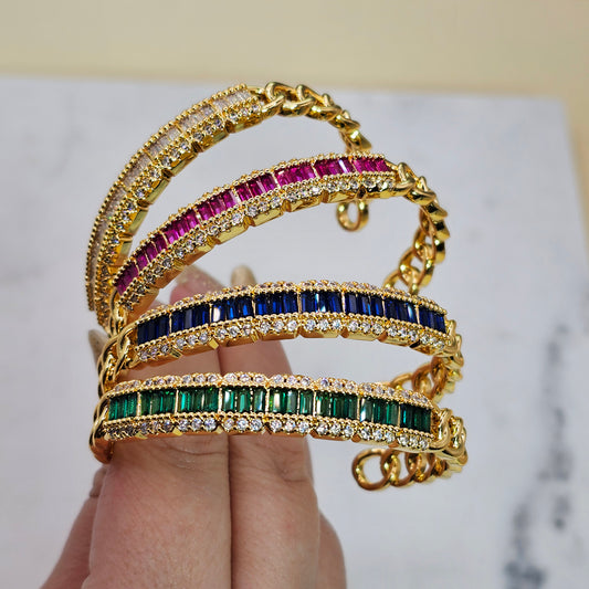 Pulsera Baño de Oro Cristal Austriaco Puente de Cristales