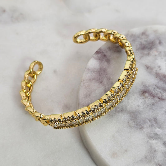 Pulsera Baño de Oro Cristal Austriaco Puente de Cristales