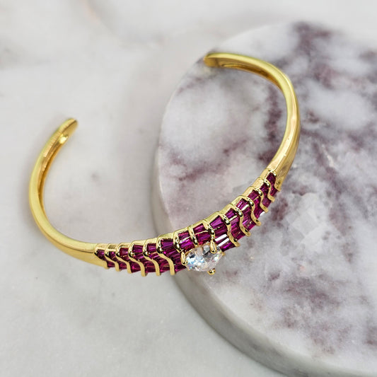 Pulsera Baño de Oro Cristal Austriaco Tiara Corazon