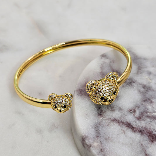 Pulsera Baño de Oro Cristal Austriaco Doble Osito