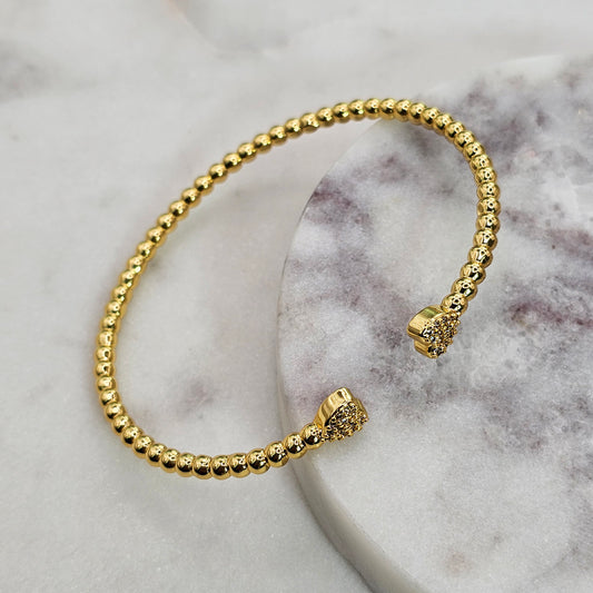 Pulsera Baño de Oro Cristal Austriaco Esferas Corazon